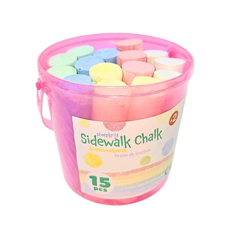 Carti si Birotica - Rechizite - Creta - Set creta, pentru asfalt, in galetusa roz, 15 buc - Infinity.ro