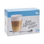 Casa si Gradina - Bucatarie si vesela - Cani si pahare - Pahare - Set 2 cani, cu lingurite, pentru latte macchiato, Excellent Houseware - Infinity.ro