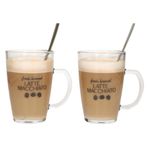 Casa si Gradina - Bucatarie si vesela - Cani si pahare - Pahare - Set 2 cani, cu lingurite, pentru latte macchiato, Excellent Houseware - Infinity.ro