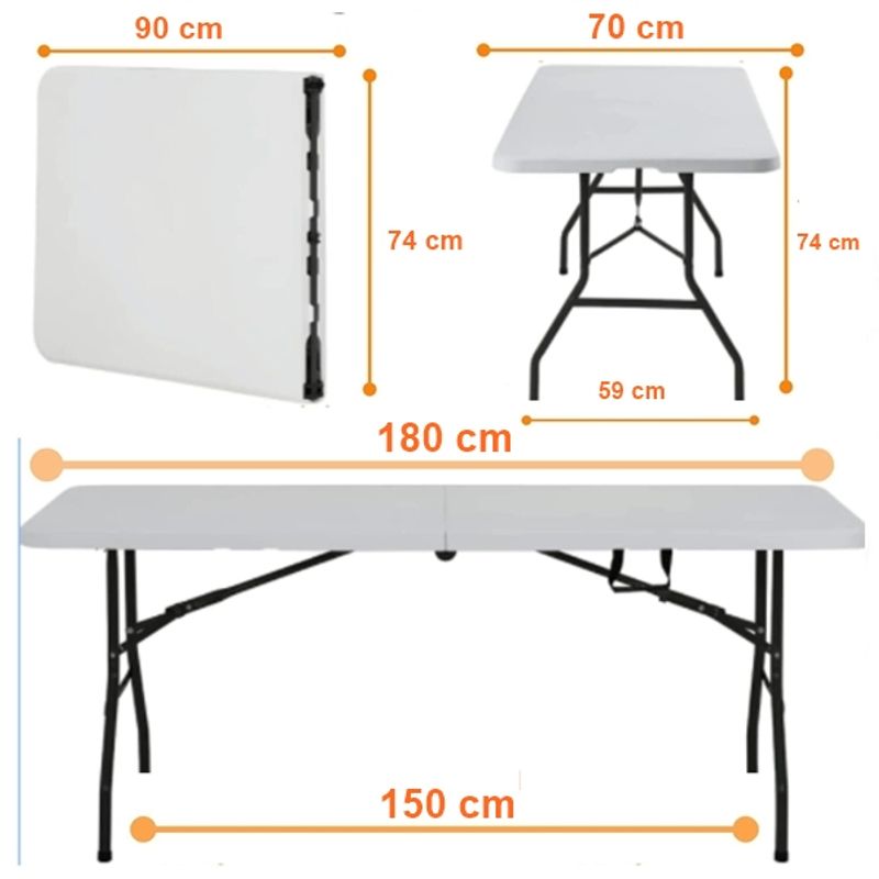 Sport si Outdoor - Camping - Mobilier pentru camping - Mese camping - Masa pliabila din plastic, cadru metalic,180x70 cm - Infinity.ro