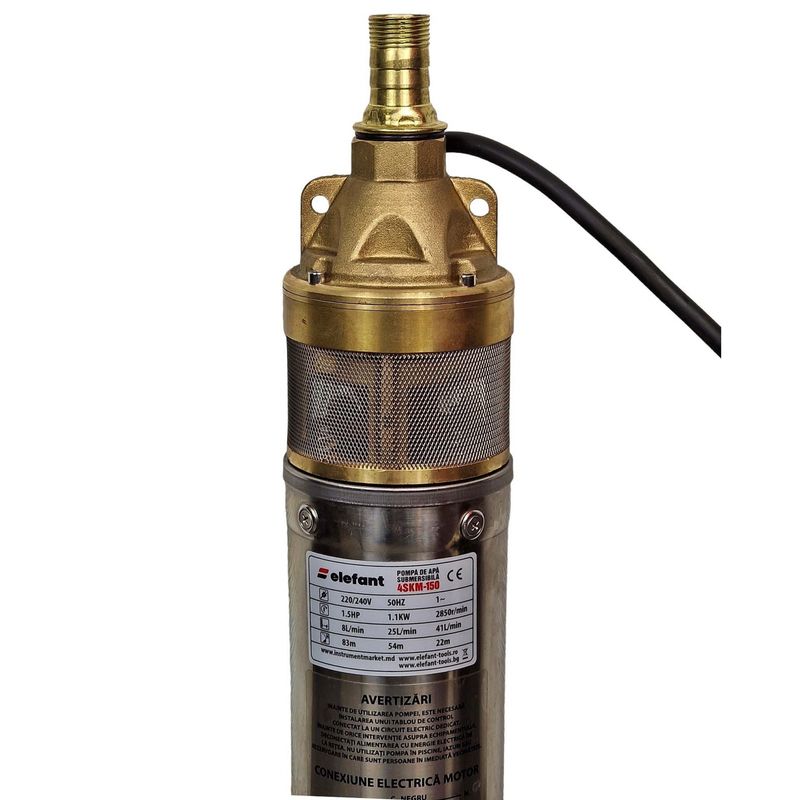 Casa si Gradina - Gradinarit si plante - Instalatii si accesorii pentru irigatii - Pompe apa - Pompa submersibila Elefant 4SKM150, 1100 W, 2.4 mc/h, bobinaj din cupru - Infinity.ro