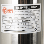 Casa si Gradina - Gradinarit si plante - Instalatii si accesorii pentru irigatii - Pompe apa - Pompa submersibila de mare adancime, DDT 16 turbine 4SDM3-16, 2200 W, 200 m inaltime, 10 mc/h, 1.25", 30 m cablu - Infinity.ro