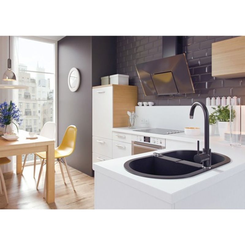 Casa si Gradina - Sanitare - Chiuveta bucatarie si accesorii - Baterii bucatarie - Baterie de bucatarie monocomanda, Raulconstruct, cartus ceramic cu pipa inalta, finisaj antracit-grafit - Infinity.ro