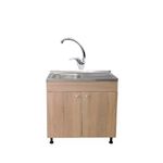 Casa si Gradina - Mobilier - Seturi de mobilier - Seturi bucatarie - Set, Masca Chiuveta Sonoma, Raulconstruct, 80 cm X 50 cm X 80 cm, Chiuveta anticalcar, Baterie lebada si Sifon scurgere - Infinity.ro