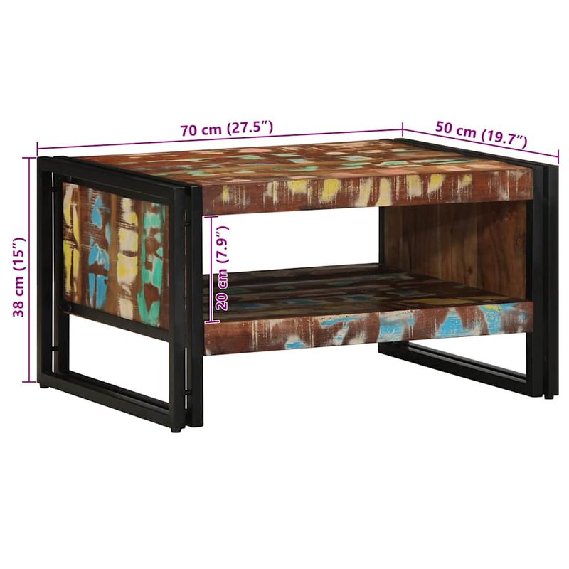 Casa si Gradina - Mobilier - Mese si birouri - Masute de cafea - Masuta de cafea multicolora 70x50x38 cm lemn masiv recuperat - Infinity.ro