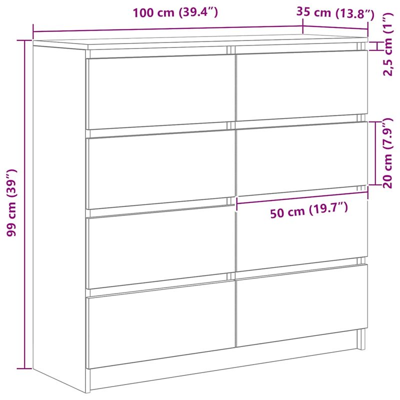 Casa si Gradina - Mobilier - Comode si corpuri - Comode - Bufeta Stejar Sonoma 100x35x99 cm Lemn prelucrat - Infinity.ro