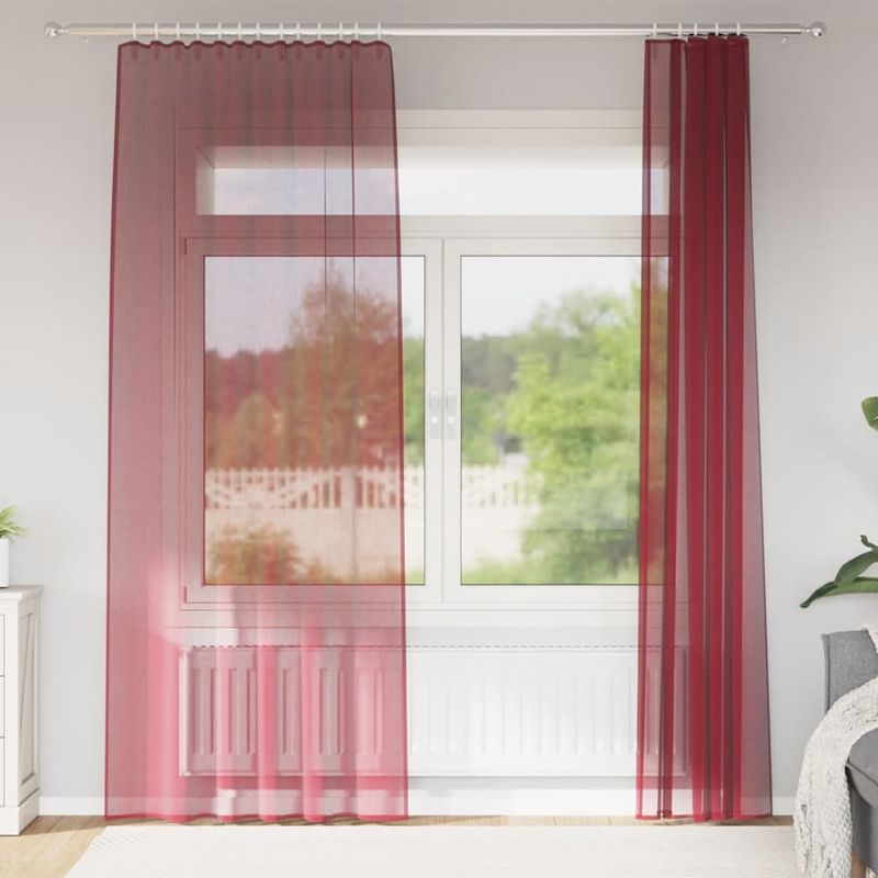 Casa si Gradina - Textile si covoare - Perdele si draperii - Perdele - Perdele Voile cu Bucle 2 buc Rosu Vin 140x245 cm - Infinity.ro