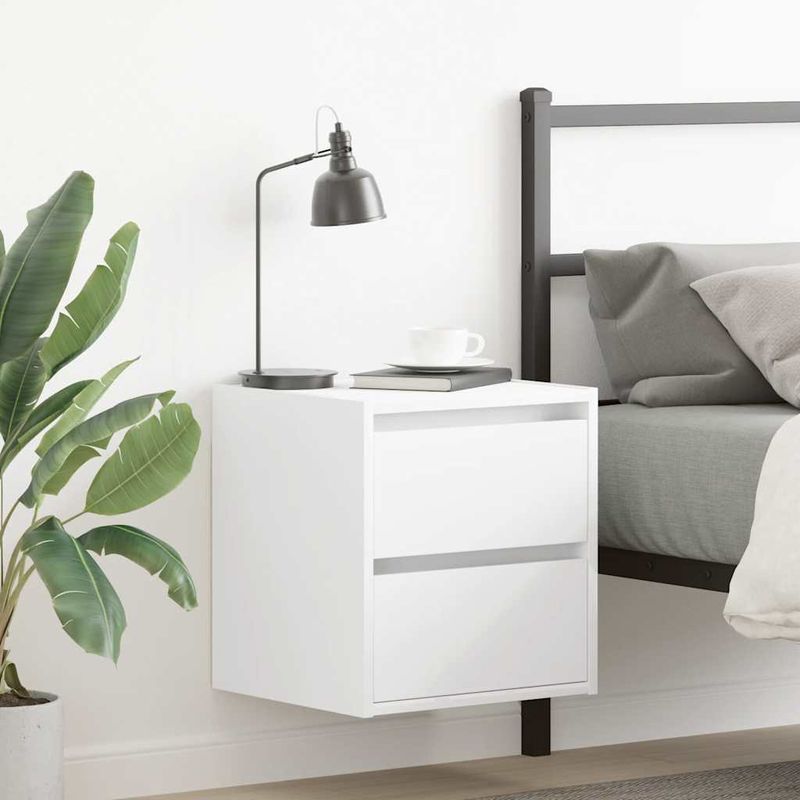 Casa si Gradina - Mobilier - Comode si corpuri - Noptiere - Noptiere montate pe perete 2 buc Alb 38x34x40 cm - Infinity.ro