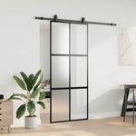 Casa si Gradina - Constructii - Usi interior, exterior si garaj - Usi interior - Usa glisanta cu set feronerie neagra 90x205cm sticla securizata - Infinity.ro