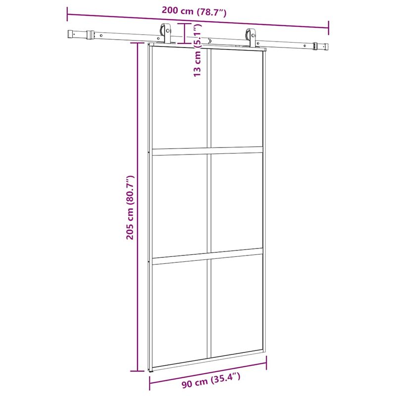 Casa si Gradina - Constructii - Usi interior, exterior si garaj - Usi interior - Usa glisanta cu set feronerie neagra 90x205cm sticla securizata - Infinity.ro
