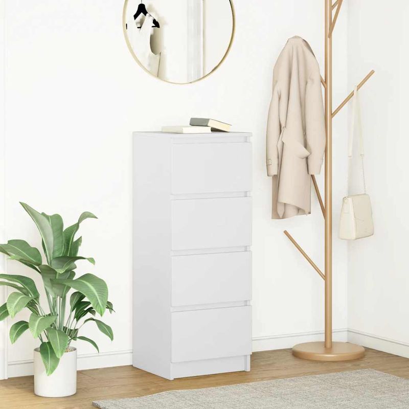 Casa si Gradina - Mobilier - Comode si corpuri - Comode - Bufeta alba 37,5x35x99 cm din lemn prelucrat - Infinity.ro