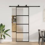 Casa si Gradina - Constructii - Usi interior, exterior si garaj - Usi interior - Usa glisanta cu set feronerie neagra 76x205cm sticla securizata - Infinity.ro