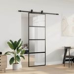 Casa si Gradina - Constructii - Usi interior, exterior si garaj - Usi interior - Usa glisanta cu set feronerie neagra 76x205cm sticla securizata - Infinity.ro