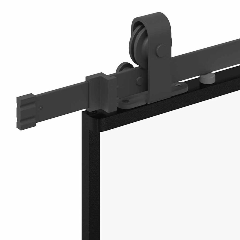 Casa si Gradina - Constructii - Usi interior, exterior si garaj - Usi interior - Usa glisanta cu set feronerie neagra 76x205cm sticla securizata - Infinity.ro