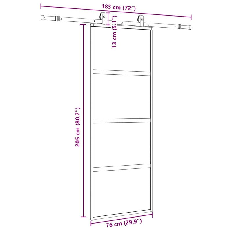 Casa si Gradina - Constructii - Usi interior, exterior si garaj - Usi interior - Usa glisanta cu set feronerie neagra 76x205cm sticla securizata - Infinity.ro