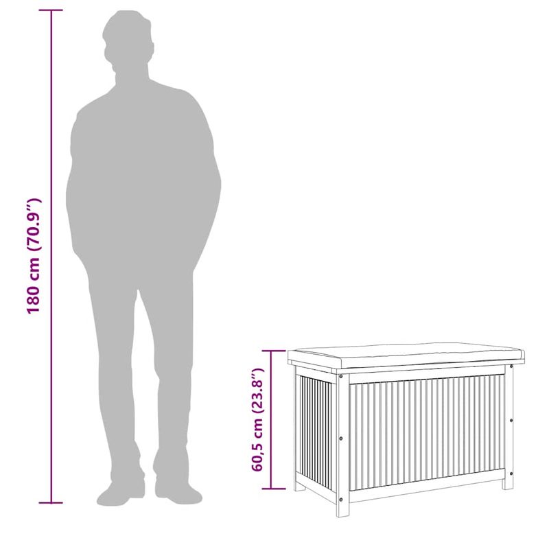 Casa si Gradina - Gradina si terasa - Mobilier exterior - Dulapuri si lazi depozitare exterior - Cutie de perne de exterior 90x50x60,5 cm lemn masiv de salcam, gri închis - Infinity.ro
