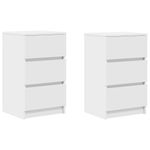 Casa si Gradina - Mobilier - Comode si corpuri - Noptiere - Noptiere cu 3 sertare 2 buc Alb 39x35x65 cm - Infinity.ro