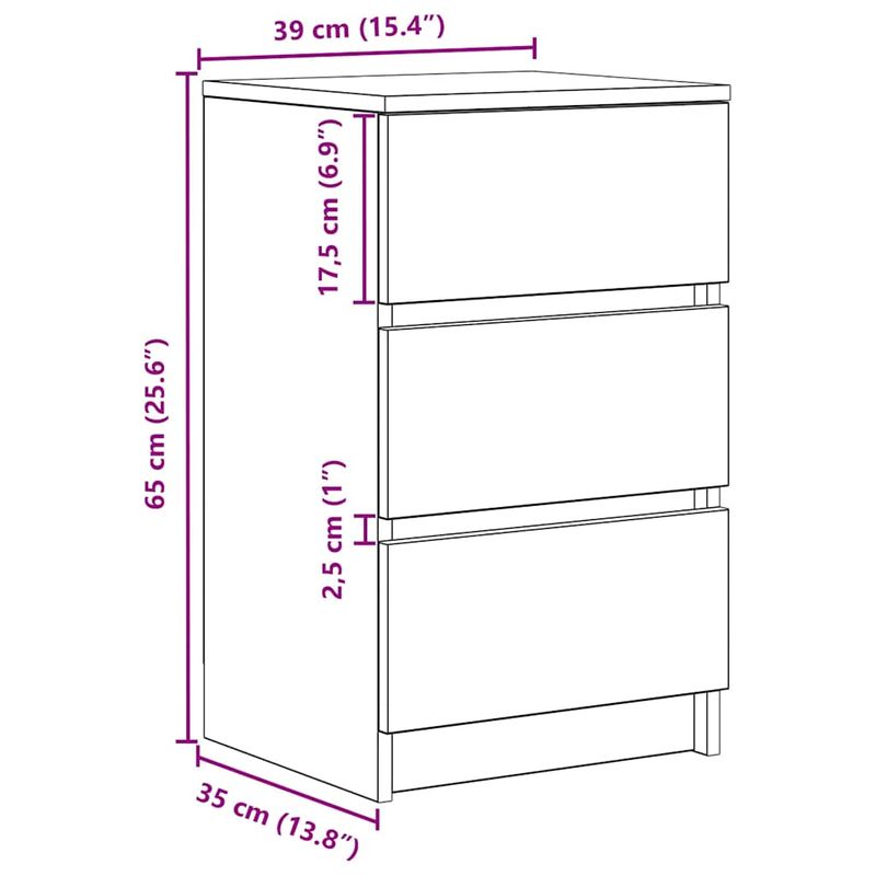 Casa si Gradina - Mobilier - Comode si corpuri - Noptiere - Noptiere cu 3 sertare 2 buc Alb 39x35x65 cm - Infinity.ro