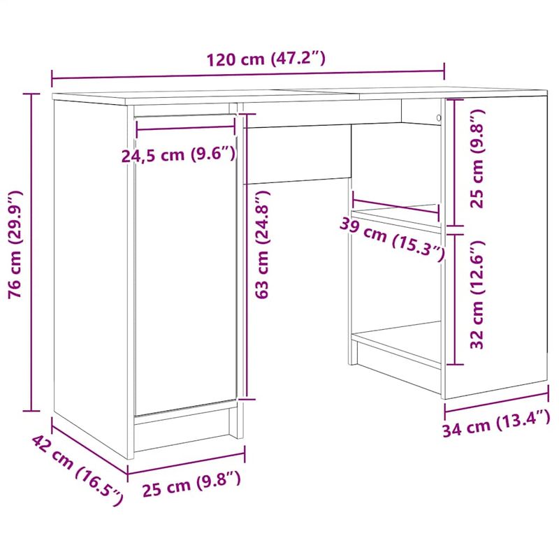 Casa si Gradina - Mobilier - Mese si birouri - Birouri - Birou Stejar Sonoma 120x42x76 cm Lemn prelucrat - Infinity.ro