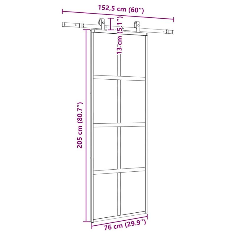 Casa si Gradina - Constructii - Usi interior, exterior si garaj - Usi interior - Usa glisanta cu set feronerie neagra 76x205cm sticla securizata - Infinity.ro
