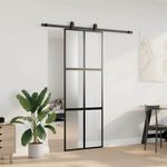 Casa si Gradina - Constructii - Usi interior, exterior si garaj - Usi interior - Usa glisanta cu set feronerie neagra 76x205cm sticla securizata - Infinity.ro