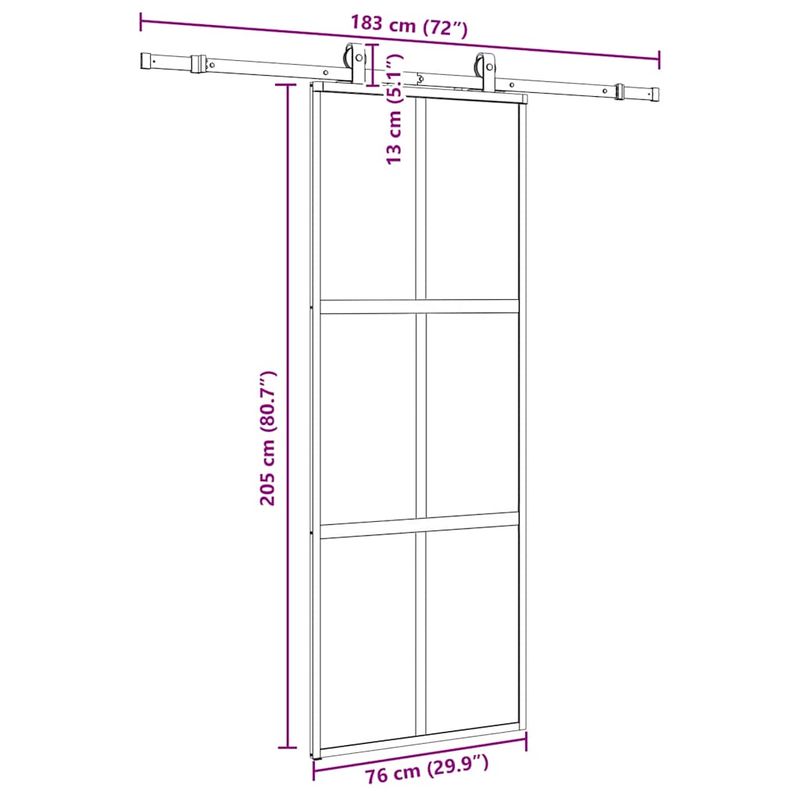 Casa si Gradina - Constructii - Usi interior, exterior si garaj - Usi interior - Usa glisanta cu set feronerie neagra 76x205cm sticla securizata - Infinity.ro
