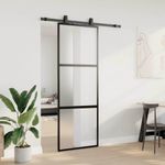 Casa si Gradina - Constructii - Usi interior, exterior si garaj - Usi interior - Usa glisanta cu set feronerie neagra 76x205cm sticla securizata - Infinity.ro