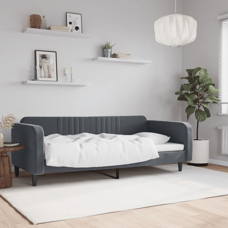 Casa si Gradina - Mobilier - Paturi si accesorii - Paturi - Cadru de pat, gri inchis, 90x190 cm, catifea - Infinity.ro