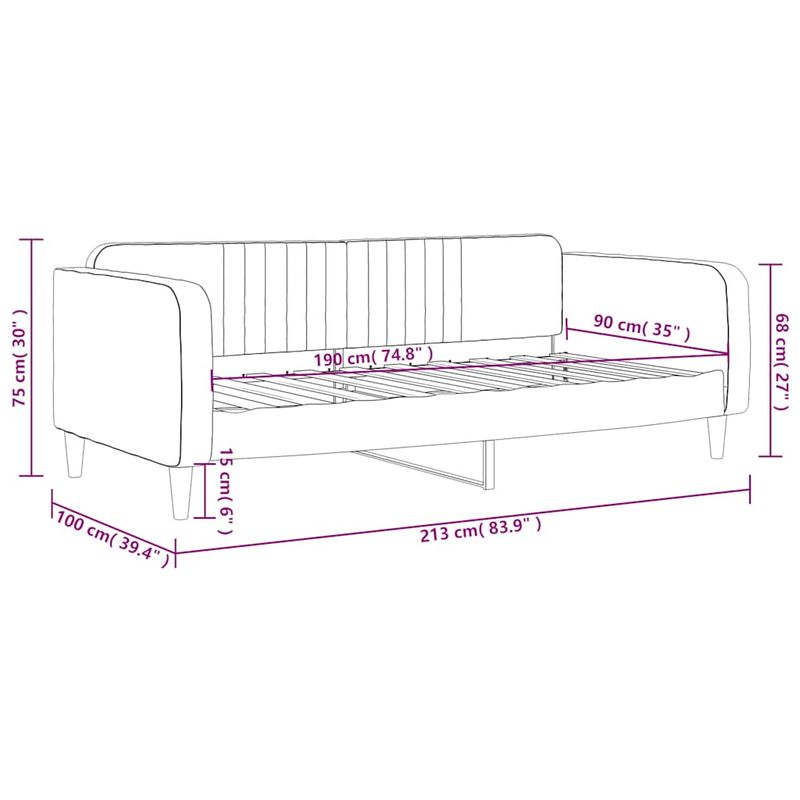 Casa si Gradina - Mobilier - Paturi si accesorii - Paturi - Cadru de pat, gri inchis, 90x190 cm, catifea - Infinity.ro