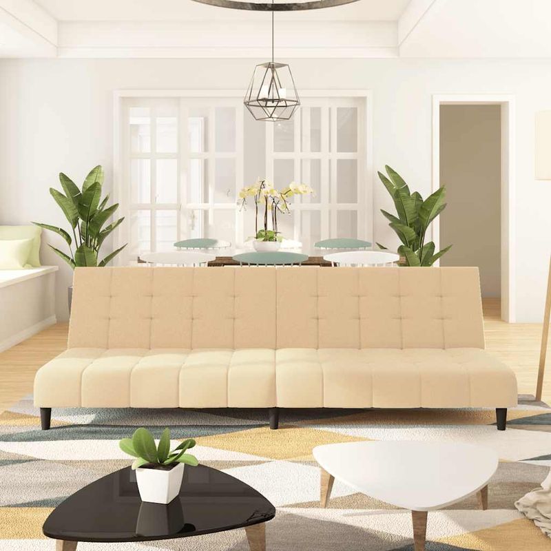 Casa si Gradina - Mobilier - Canapele si coltare - Canapele - Canapea extensibila cu 2 locuri, crem, catifea - Infinity.ro