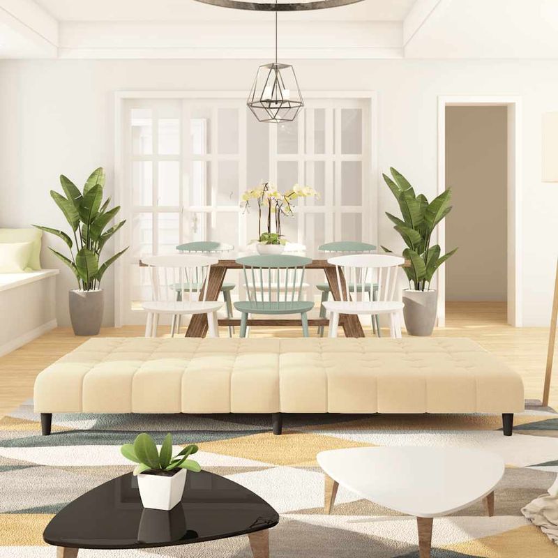 Casa si Gradina - Mobilier - Canapele si coltare - Canapele - Canapea extensibila cu 2 locuri, crem, catifea - Infinity.ro