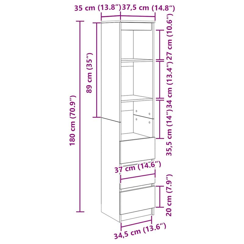 Casa si Gradina - Mobilier - Dulapuri si sifoniere - Dulapuri - Dulap Stejar Sonoma 37,5x35x180 cm Lemn prelucrat - Infinity.ro