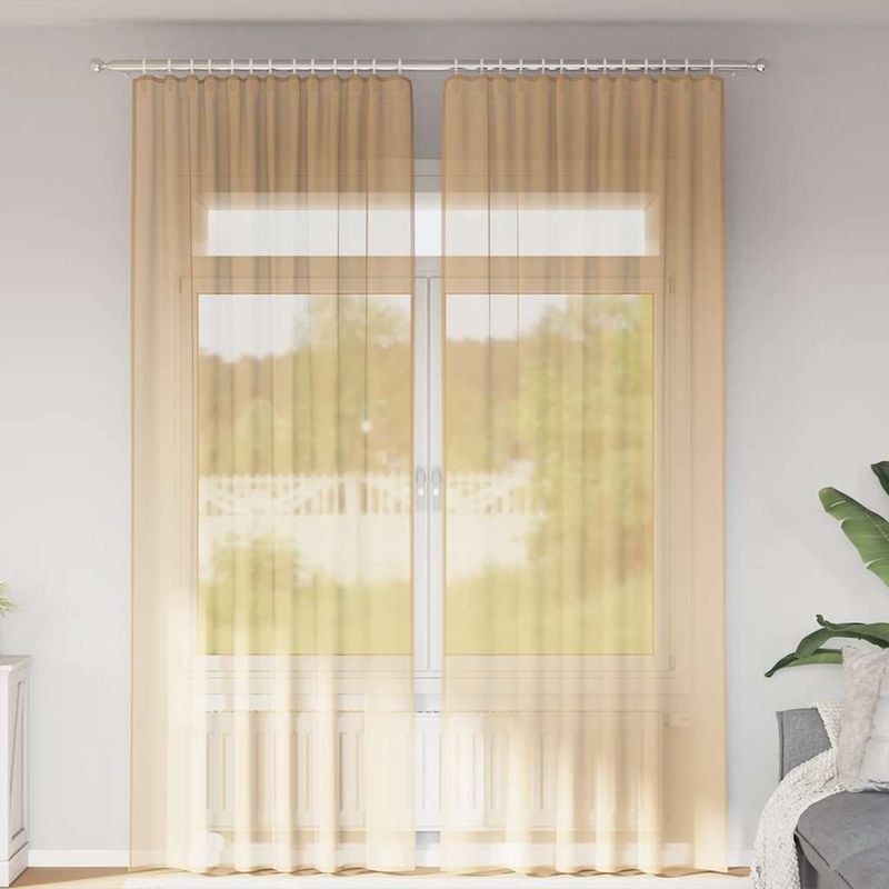 Casa si Gradina - Textile si covoare - Perdele si draperii - Perdele - Perdele Voile cu Bucle 2 buc Nisip 140x260 cm - Infinity.ro