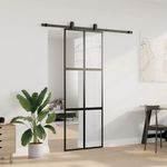 Casa si Gradina - Constructii - Usi interior, exterior si garaj - Usi interior - Usa glisanta cu set feronerie neagra 76x205cm sticla securizata - Infinity.ro