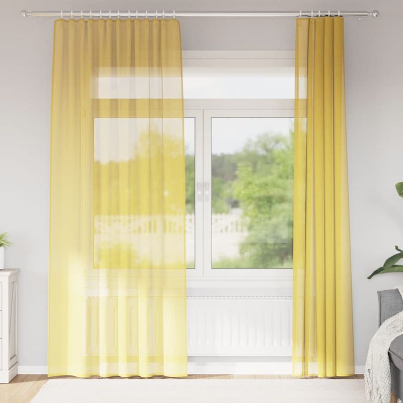 Casa si Gradina - Textile si covoare - Perdele si draperii - Perdele - Perdele Voile cu Bucle 2 buc Galben 140x245 cm - Infinity.ro