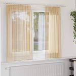 Casa si Gradina - Textile si covoare - Perdele si draperii - Perdele - Perdele Voile cu Bucle 2 buc Nisip 140x140 cm - Infinity.ro