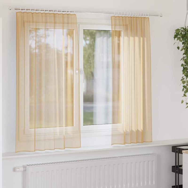Casa si Gradina - Textile si covoare - Perdele si draperii - Perdele - Perdele Voile cu Bucle 2 buc Nisip 140x140 cm - Infinity.ro