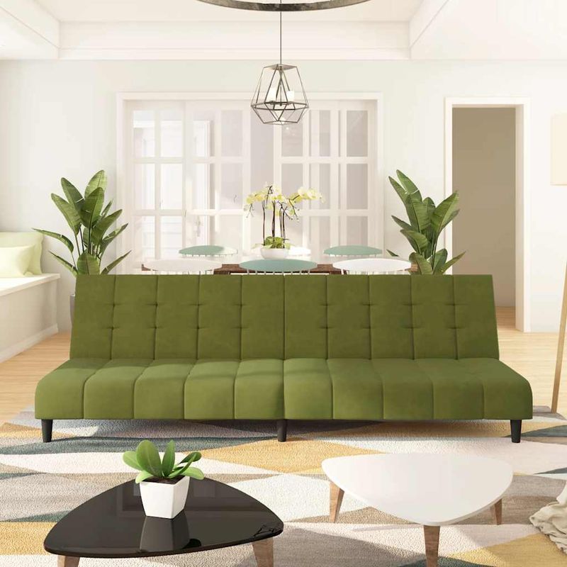 Casa si Gradina - Mobilier - Canapele si coltare - Canapele - Canapea extensibila cu 2 locuri, verde deschis, catifea - Infinity.ro
