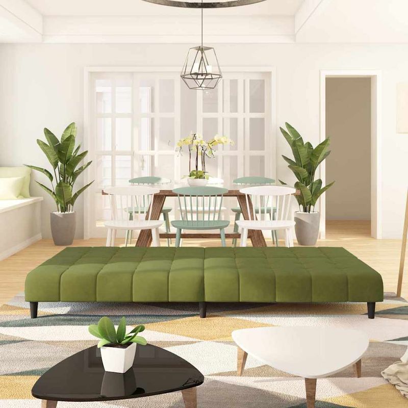 Casa si Gradina - Mobilier - Canapele si coltare - Canapele - Canapea extensibila cu 2 locuri, verde deschis, catifea - Infinity.ro