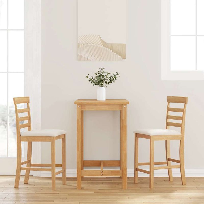 Casa si Gradina - Mobilier - Scaune si fotolii - Scaune - Scaune de bar cu perne 2 buc din cauciuc din lemn masiv natural - Infinity.ro