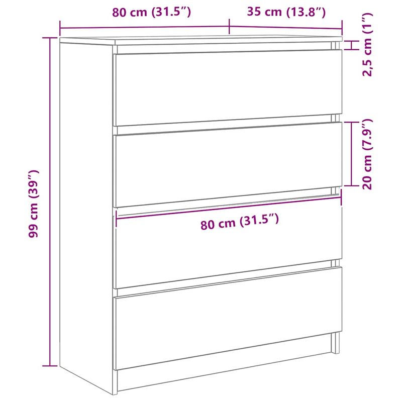 Casa si Gradina - Mobilier - Comode si corpuri - Comode - Bufeta Stejar afumat 80x35x99 cm Lemn prelucrat - Infinity.ro