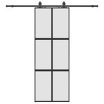 Casa si Gradina - Constructii - Usi interior, exterior si garaj - Usi interior - Usa glisanta cu set feronerie neagra 76x205cm sticla securizata - Infinity.ro