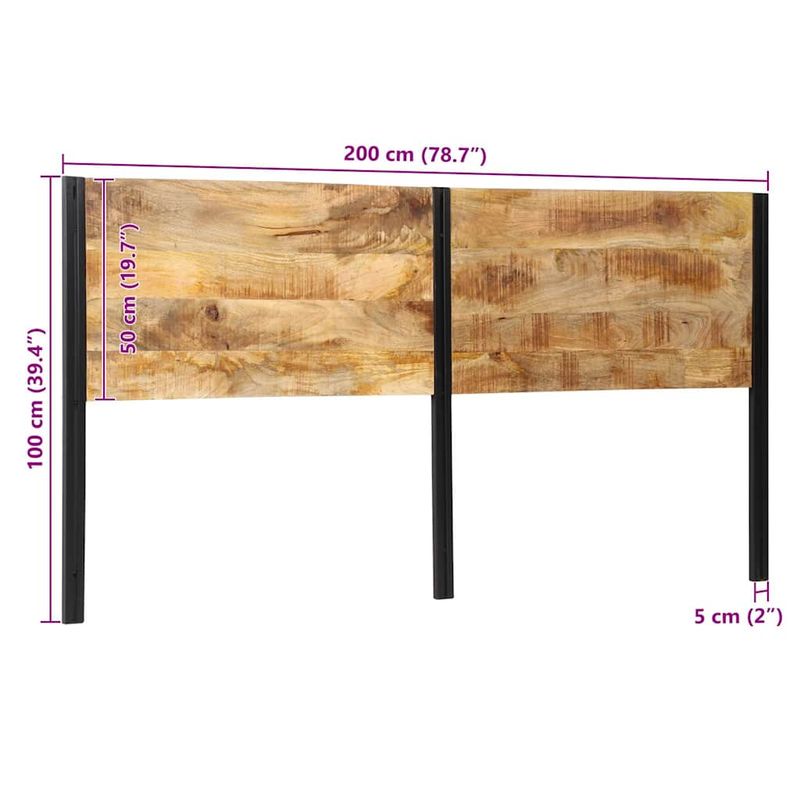Casa si Gradina - Mobilier - Paturi si accesorii - Accesorii paturi - Tablie de pat 200 cm lemn masiv de mango si fier - Infinity.ro
