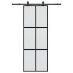 Casa si Gradina - Constructii - Usi interior, exterior si garaj - Usi interior - Usa glisanta cu set feronerie neagra 76x205cm sticla securizata - Infinity.ro