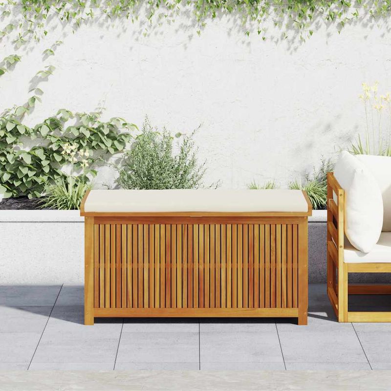 Casa si Gradina - Gradina si terasa - Mobilier exterior - Dulapuri si lazi depozitare exterior - Cutie de perne de exterior 113x50x60,5 cm lemn masiv de salcam, alb crem - Infinity.ro