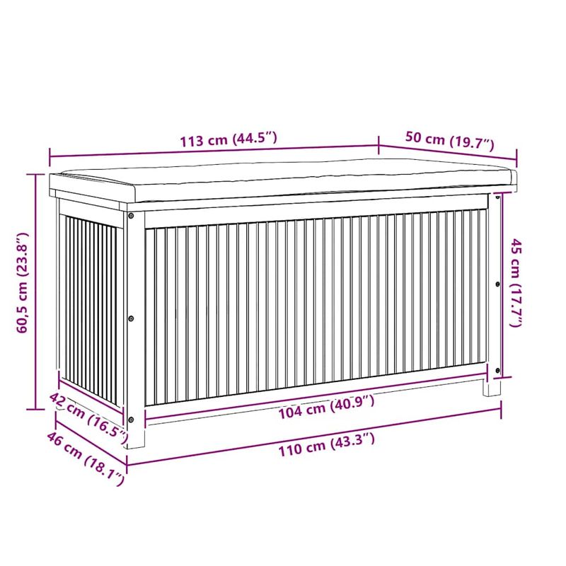 Casa si Gradina - Gradina si terasa - Mobilier exterior - Dulapuri si lazi depozitare exterior - Cutie de perne de exterior 113x50x60,5 cm lemn masiv de salcam, alb crem - Infinity.ro