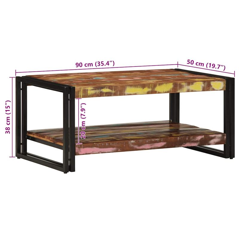 Casa si Gradina - Mobilier - Mese si birouri - Masute de cafea - Masuta de cafea multicolora 90x50x38 cm lemn masiv recuperat - Infinity.ro