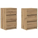 Casa si Gradina - Mobilier - Comode si corpuri - Noptiere - Noptiere cu 3 sertare 2 buc Stejar Artisan 39x35x65 cm - Infinity.ro