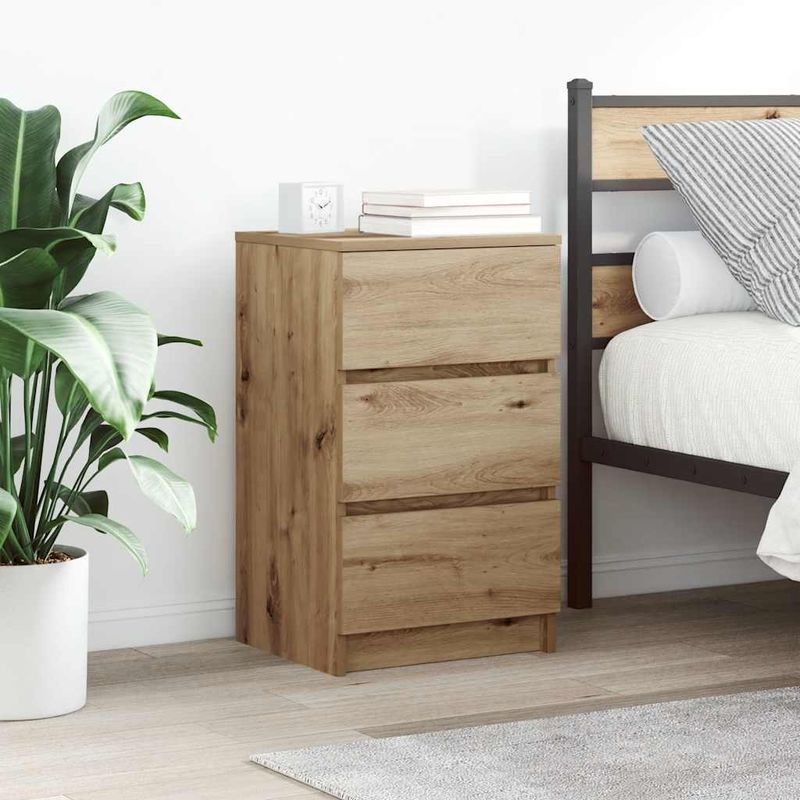 Casa si Gradina - Mobilier - Comode si corpuri - Noptiere - Noptiere cu 3 sertare 2 buc Stejar Artisan 39x35x65 cm - Infinity.ro