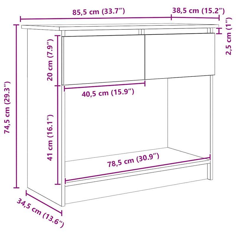 Casa si Gradina - Mobilier - Comode si corpuri - Console - Consola cu sertare Gri Sonoma 85,5x38,5x74,5 cm - Infinity.ro